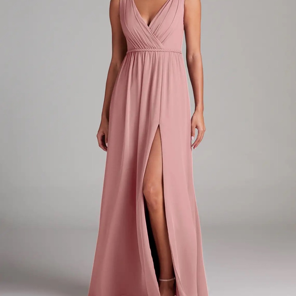 Azazie Blush Maxi Dress with Slit